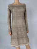 J. Mendel Tan Knit Dress With Fur Hem Trim, Size 6