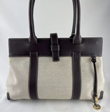 Loro Piana Beige Toile & Brown Leather Jim Satchel Bag