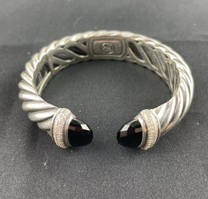 DAVID YURMAN Sterling Wide Cable w/ Onyx & Diamonds