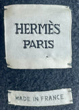 Hermes Black Cashmere Fringe Wrap Scarf Button Up Coat