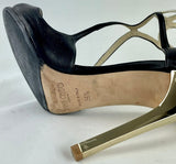 Jimmy Choo Black & Gold Strappy Stiletto Heels