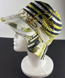 Hermes Silk Yellow/Black/White Astrology Bucket Hat w/ Gold Buckle