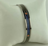 Hermes Enamel Bangle Bracelet w/ Rope Pattern & Silver Trim