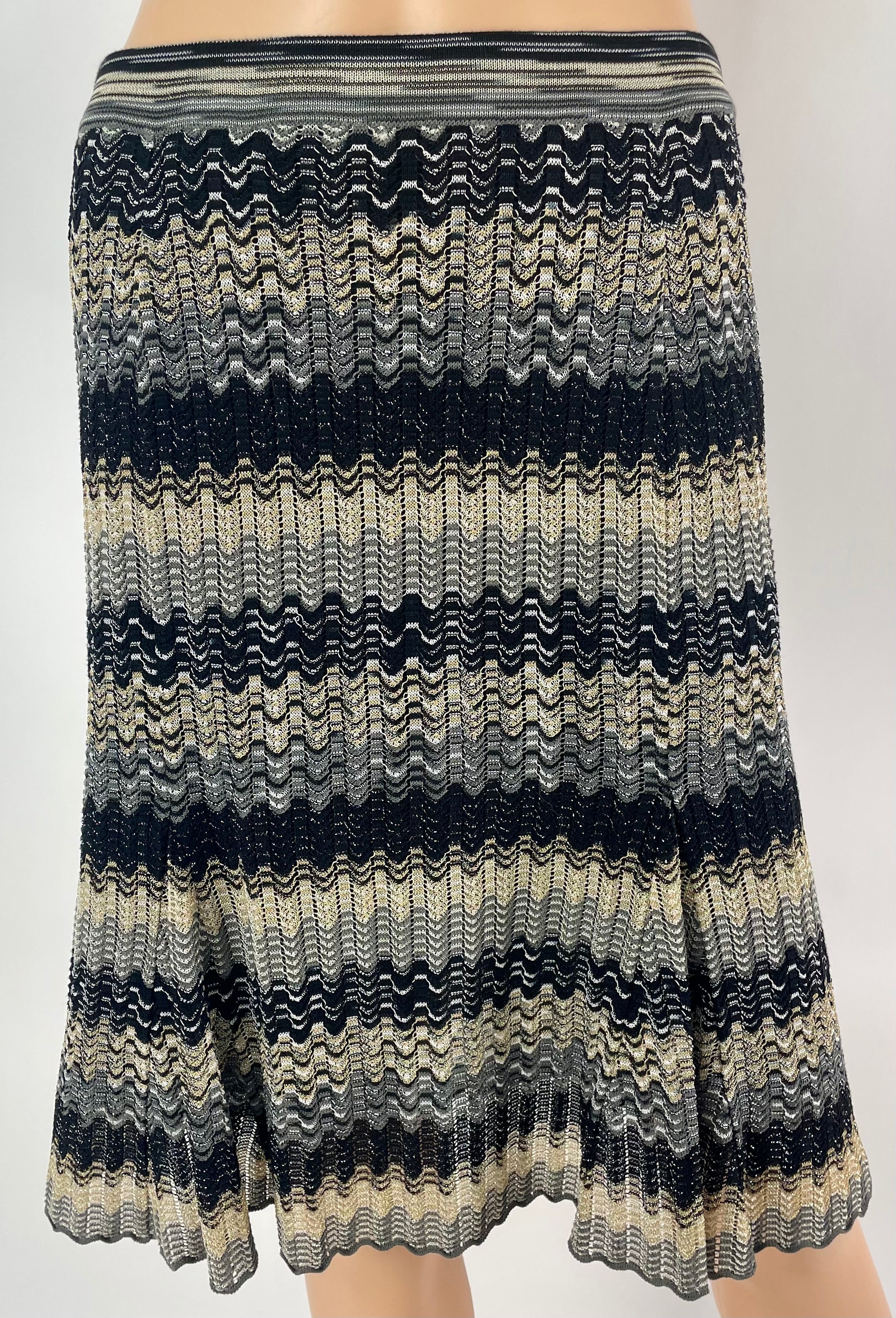 【美品】 MISSONI ウール ロング スカート Mサイズ スリット 風 総柄 エレガンスと個性を放つMissoniのロング、ミディ、ミニスカート
