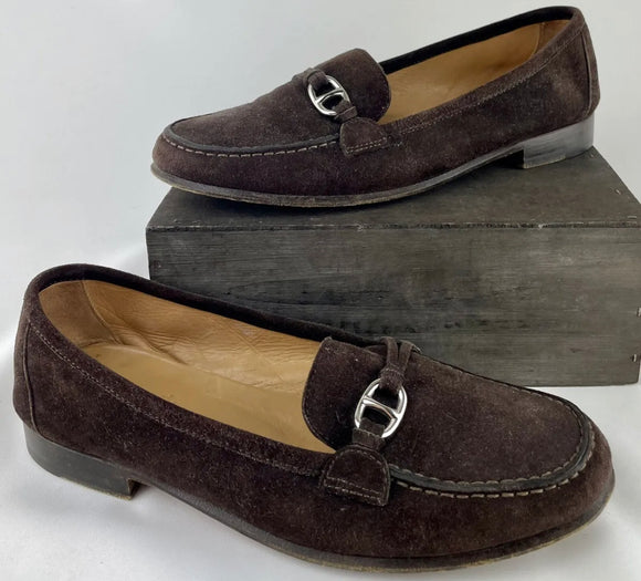 Hermes Brown Suede Loafers Size 38